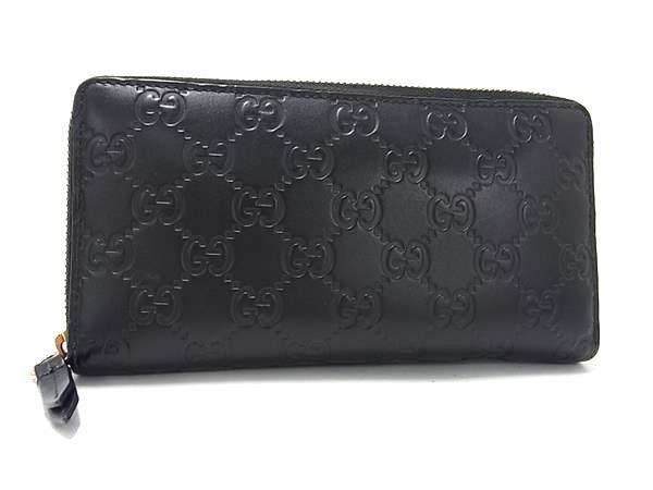 1円 ■美品■ GUCCI グッチ 410102 GG柄 レザー ラウンドファスナー 長財布 ウォレット 小銭入れ 札入れ メンズ ブラック系 FJ1247
