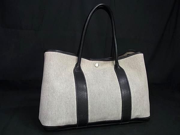 1円 HERMES エルメス ガーデンパーティPM アマゾニア×レザー トートバッグ ハンドバッグ □H刻印 ブラウン系×シルバー金具 I5107pM 1円 HERMES エルメス ガーデンパーティ PM アマゾニア×レザー トート