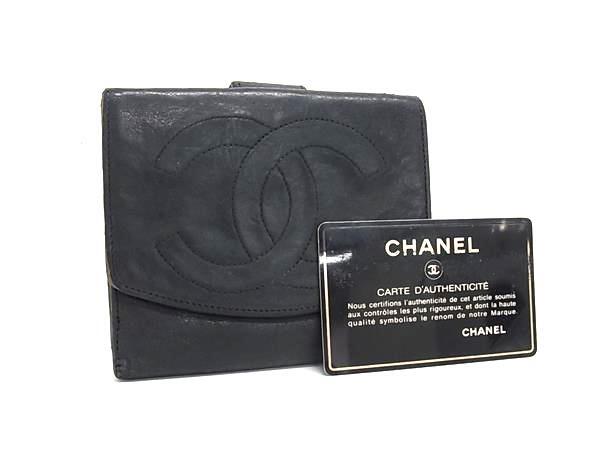 CHANEL シャネル 二つ折り ココマーク ラムスキン 黒 Yahoo!オークション - 1円 CHANEL シャネル ココマーク