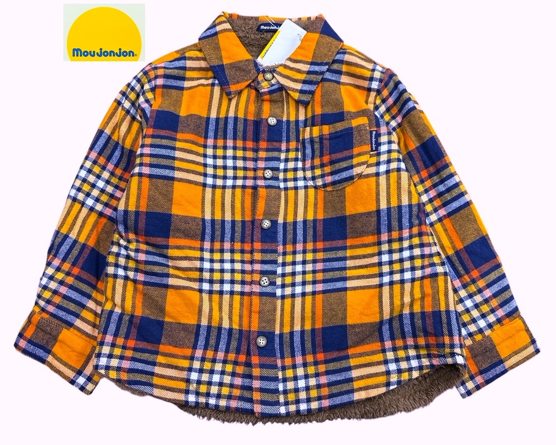 防寒もの★新品タグ付 Moujonjon ムージョンジョン★あったかアイテム★チェック柄 総裏ボア ジャケット★ベビー 100cm 3-4才 ￥3190