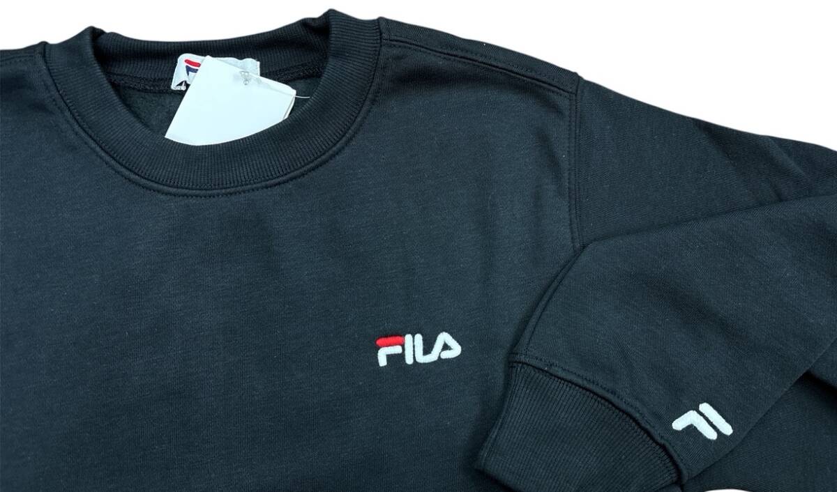 即決★Mサイズ★新品タグ付 FILA フィラ★メンズ 紳士用★ロゴ刺繍 UVカット あったか 裏起毛トレーナー/bk★￥3278_画像3