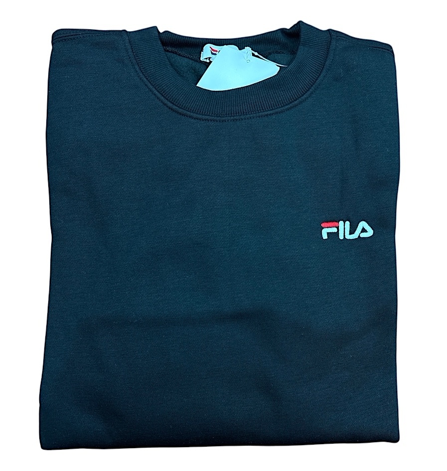即決★Mサイズ★新品タグ付 FILA フィラ★メンズ 紳士用★ロゴ刺繍 UVカット あったか 裏起毛トレーナー/bk★￥3278_画像2