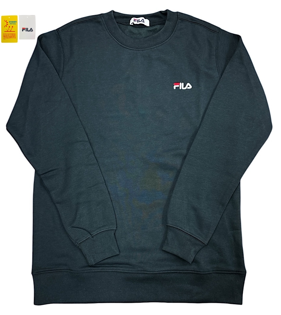 即決★Mサイズ★新品タグ付 FILA フィラ★メンズ 紳士用★ロゴ刺繍 UVカット あったか 裏起毛トレーナー/bk★￥3278_画像6