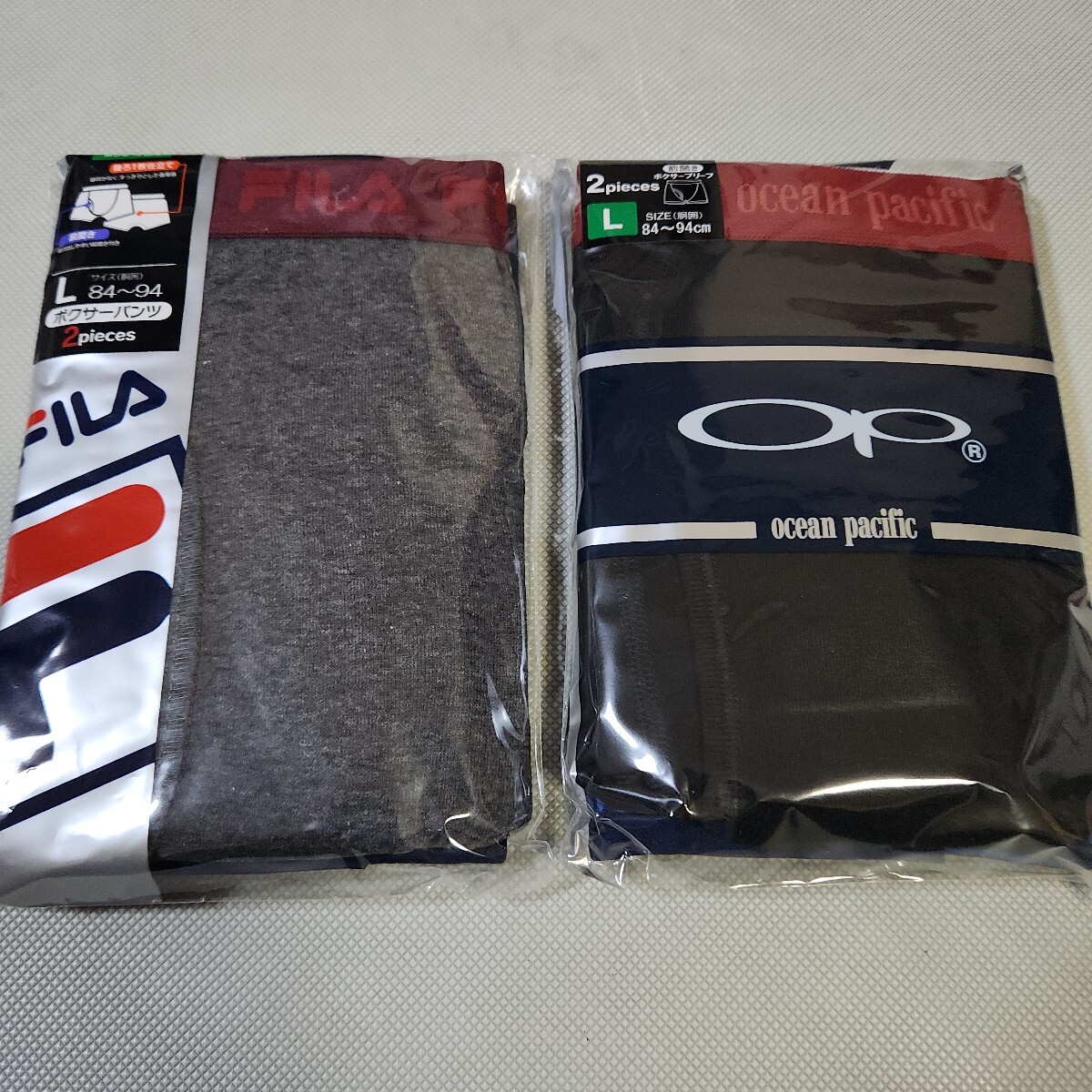 男性ボクサーパンツ４枚セット　メンズブランド　Lサイズ　FILA　Op　未使用保管品 前開き 紳士 下着 ボクサーブリーフ