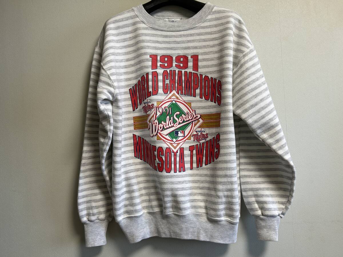 90s USA製 ヴィンテージ MLB ワールドシリーズ Minnesota Twins ミネソタツインズ Velva Sheen スウェット トレーナー ベースボール 野球