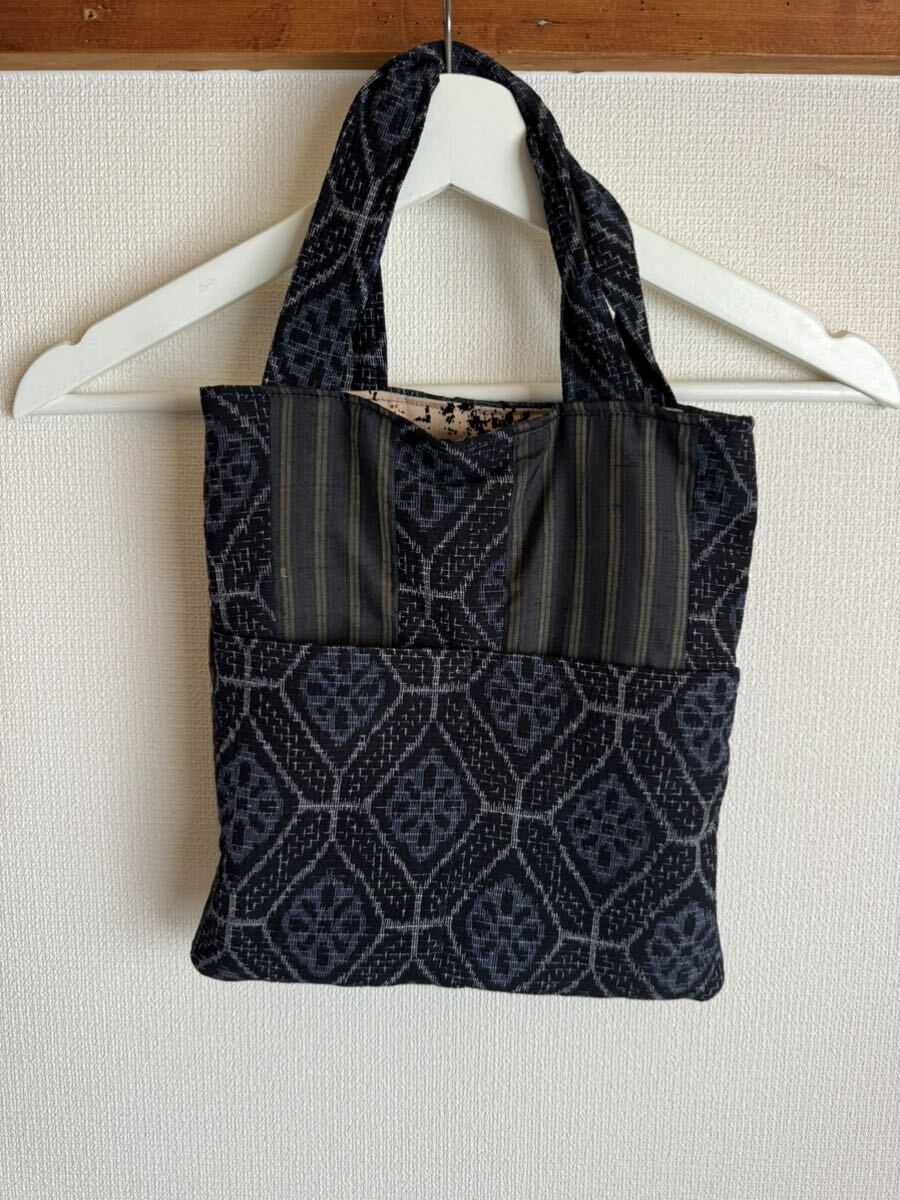 送料込◎【ハンドメイド】着物リメイク　絣等　パッチワーク　小さめバッグ