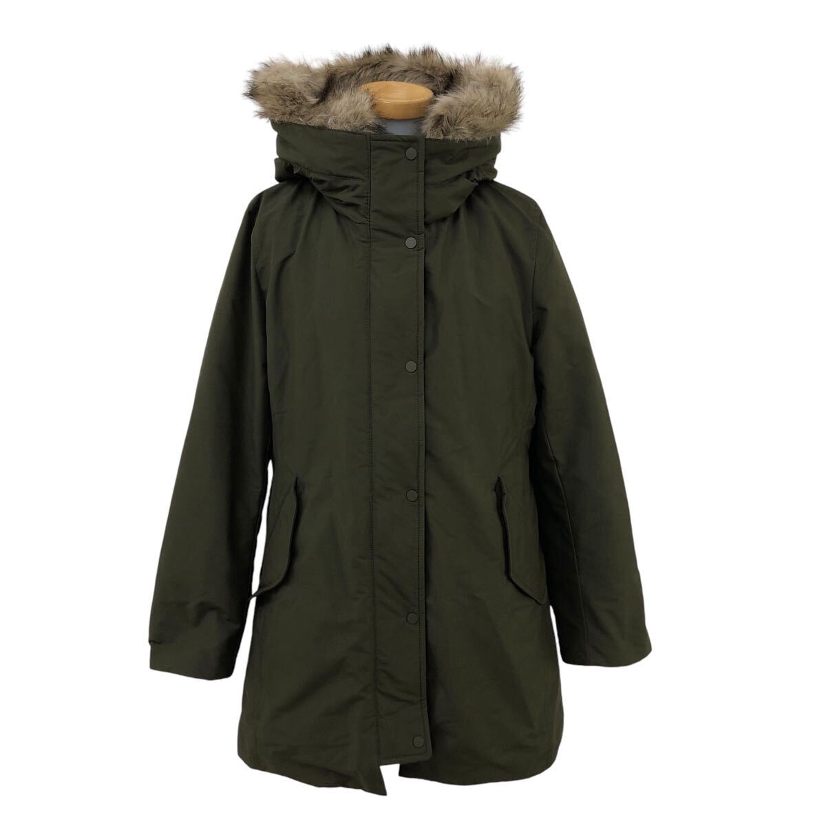B409-38 UNIQLO ユニクロ ダウン 80％ ダウンコート コート アウター 上着 羽織り 長袖 2way カーキ レディース L