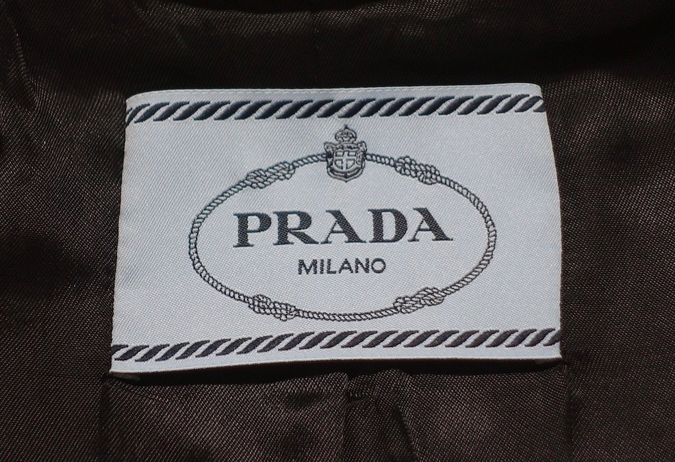 18AW 美品 PRADA プラダ バージンウール モヘア ツイード コート P6723 ブラック×ピンク レディース 38 ロングコート アウター_画像3