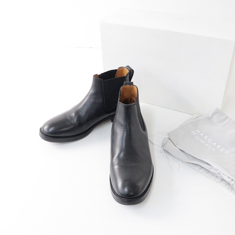 マーガレットハウエル MARGARET HOWELL プレミアムライン HEAVY SOLED CHELSEA BOOT チェルシーブーツ 37.5/ブラック【2400014129403】