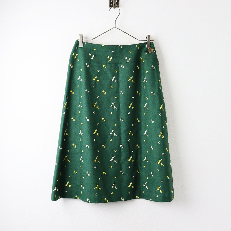 サリースコット Sally Scott 刺繍 フレア スカート 11/グリーン ボトムス 台形 サイドボタン サイドジップ【2400014139051】