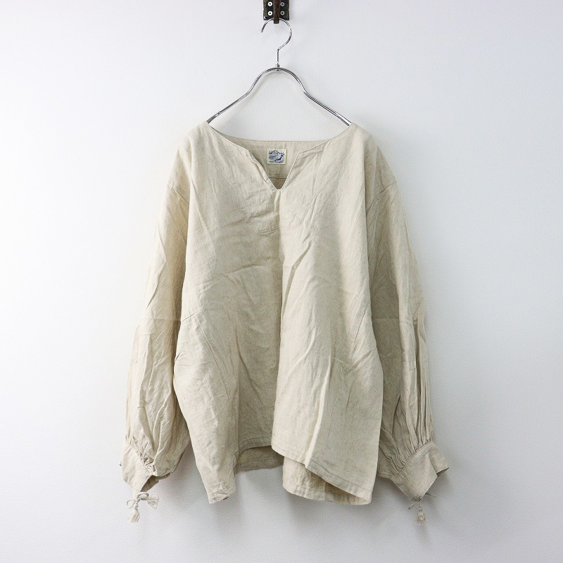 定価21780円 オアスロウ orSlow COTTON LINEN PULLOVER SHIRTS KINARI スキッパーコットンリネンシャツ 1/キナリ【2400014151213】