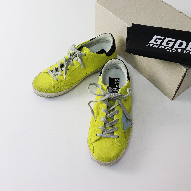美品 ゴールデングース GOLDEN GOOSE SUPERSTAR YELLOW SUEDE 38/イエロー スエード スニーカー 24cm ヴィンテージ加工【2400014141269】