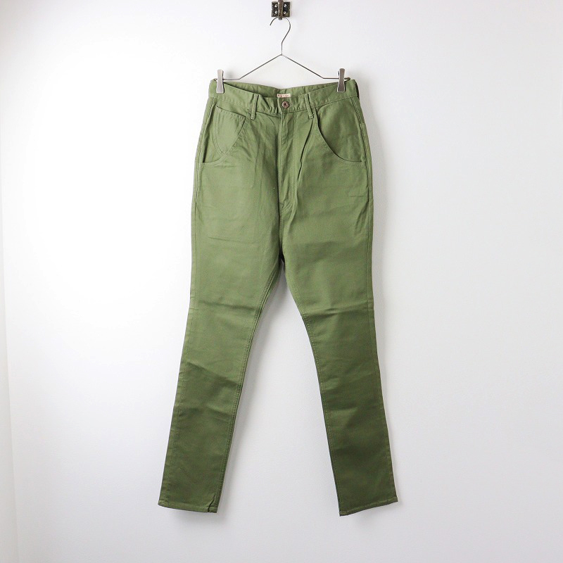 美品 キャピタル KAPITAL ハイパーストレッチチノ ウォルトパンツ 1/カーキグリーン ハイウエストボトムス【2400014159639】