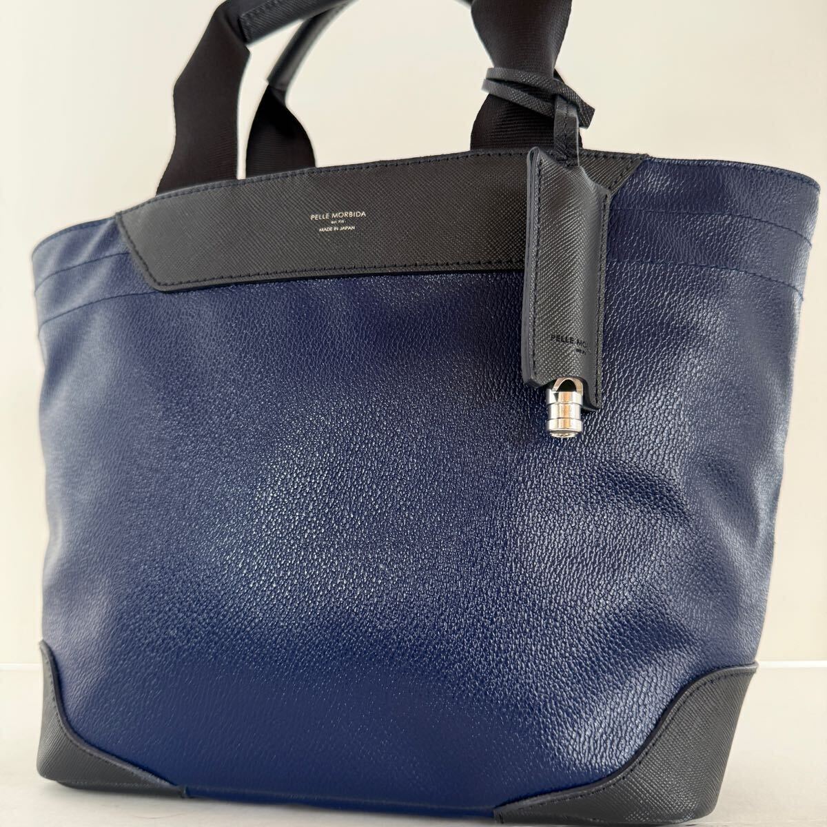 1円〜【 新品同様 】 ペッレモルビダ PELLE MORBIDA ハンドバッグ トートバッグ レザー バッグ メンズ ネイビー ブラック バッグ