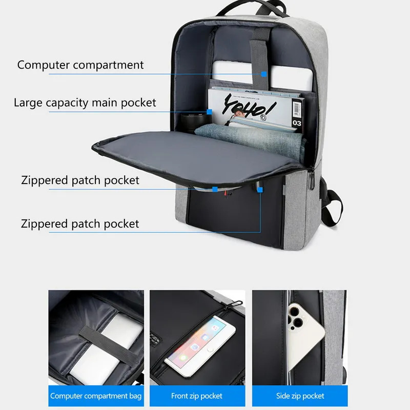  waterproof backpack USB school backpack LAP top for high capacity backpack USB charge port oxford material 