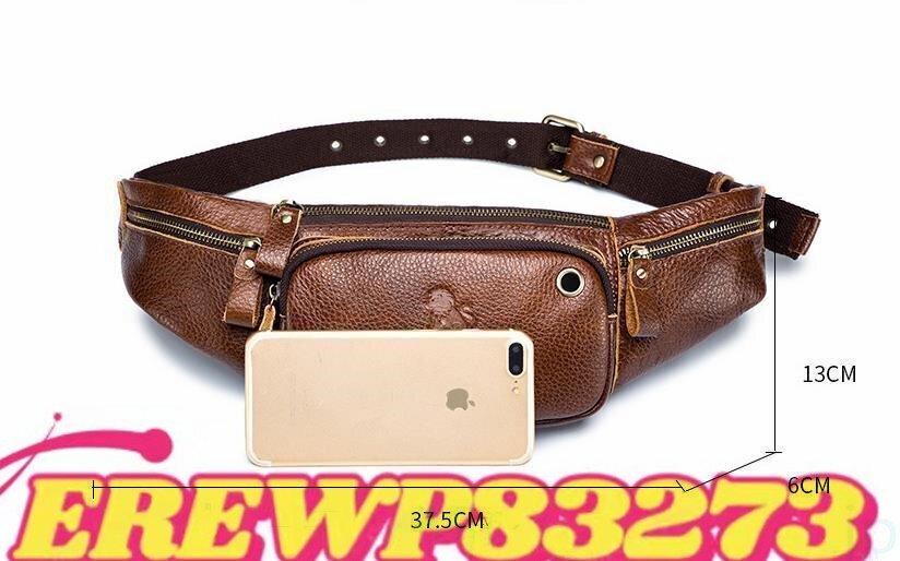 極美品☆ウエストポーチ ウエストバッグ メンズ ボディバッグ 男性用 ワンショルダー レザー 収納力強い 調節可能 腰ポーチ
