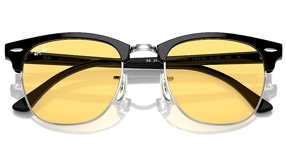 RAY-BAN CLUBMASTER WASHED LENSES RB3016 1354R6 51mm シルバー上にブラック/イエロー レイバン