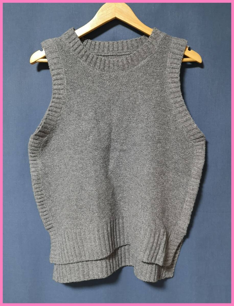 ＳＷ‐１４☆秋冬☆新品☆送料込み☆即決☆ナチュラル系☆やや厚手☆Ｍ～Ｌサイズ☆ニット☆ベスト☆グレー系☆ゆったり