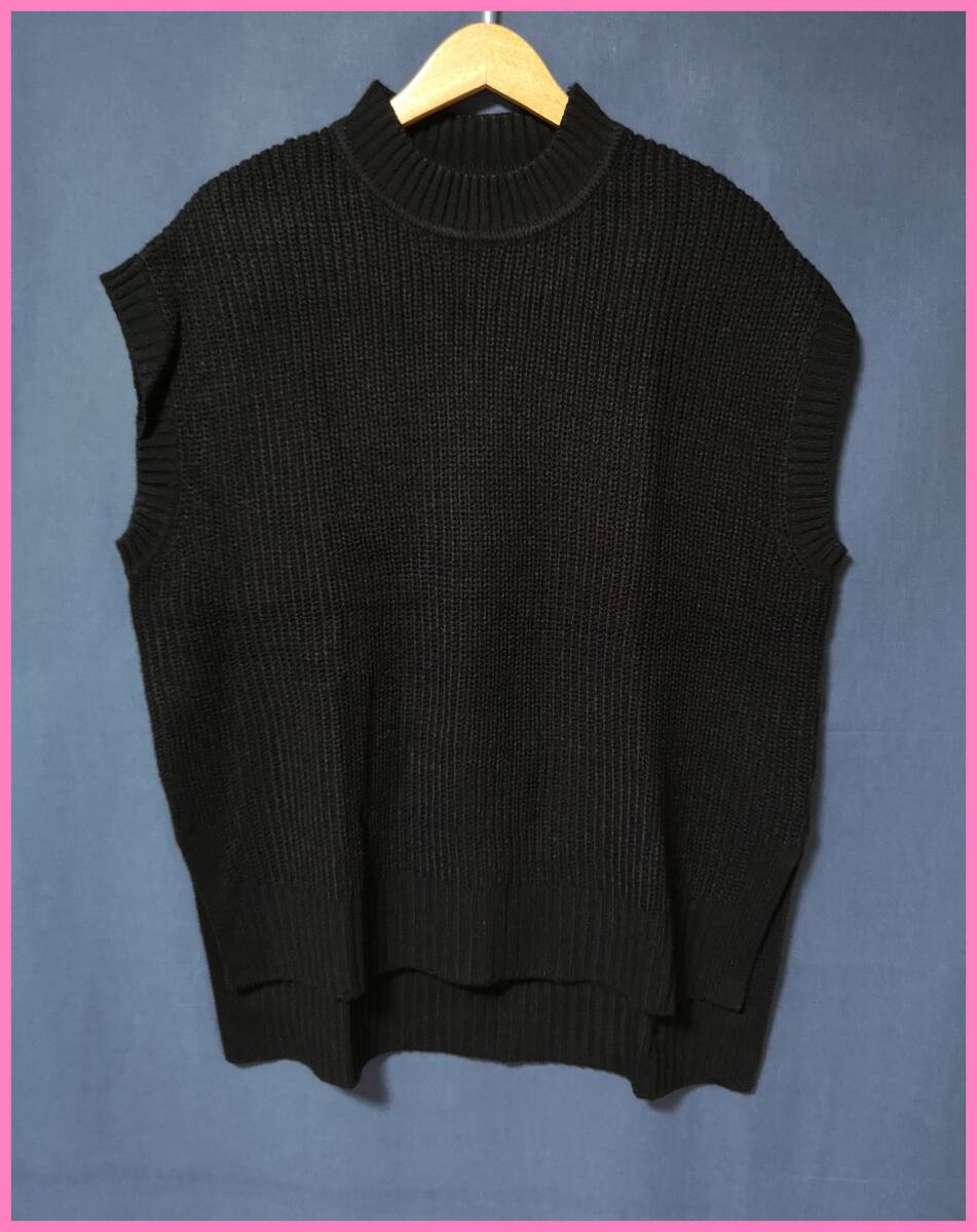ＳＷ‐２１☆秋冬☆新品☆送料込み☆即決☆ナチュラル系☆やや厚手☆Ｍ～Ｌサイズ☆ニット☆ミドルベスト☆黒☆ゆったり