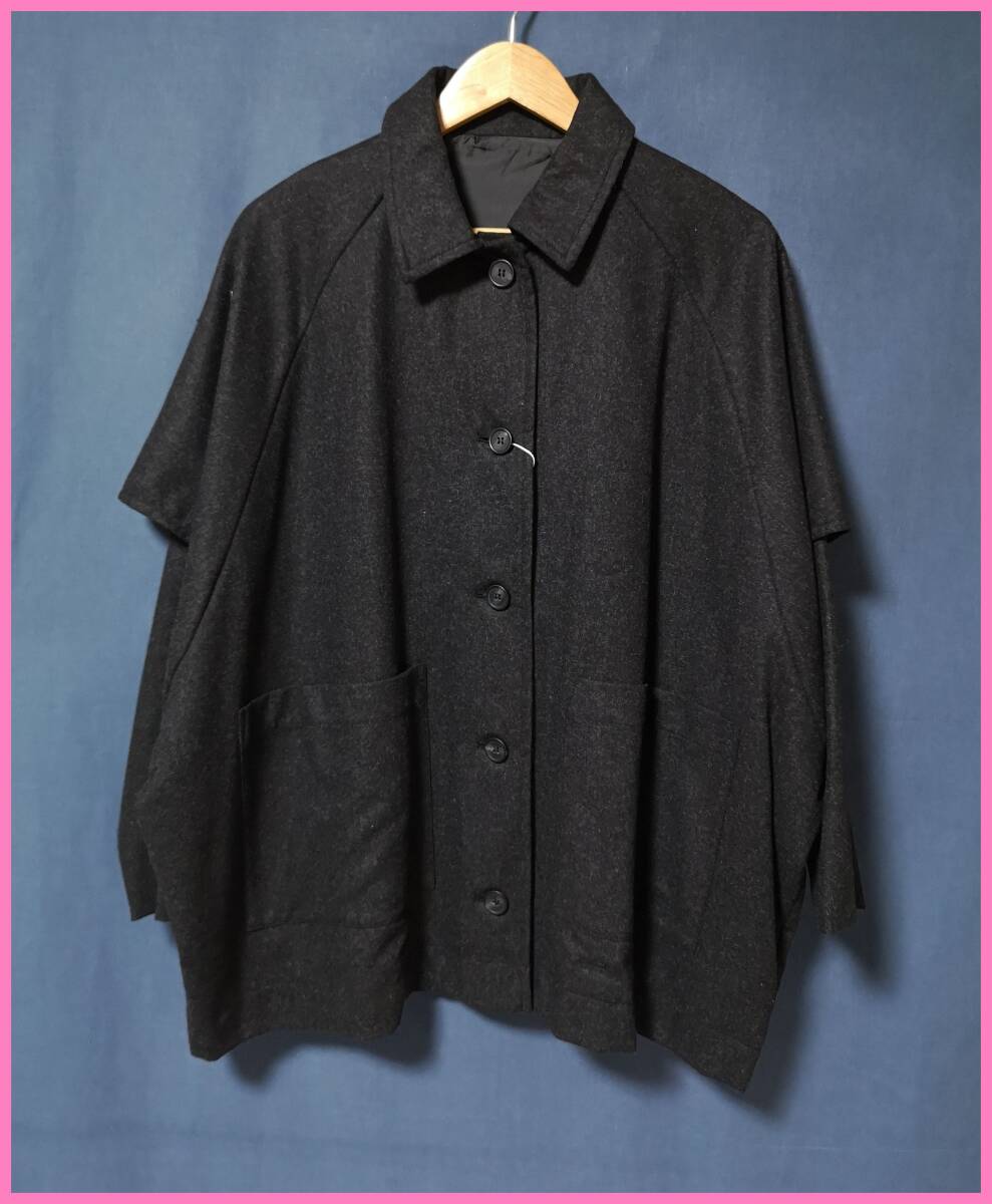BF‐２５４☆秋冬☆新品☆送料込み☆即決☆ナチュラル系☆比較的薄手☆Ｍ～Ｌ☆ジャケット☆チャコールグレー☆高級☆霜降り☆ゆったり
