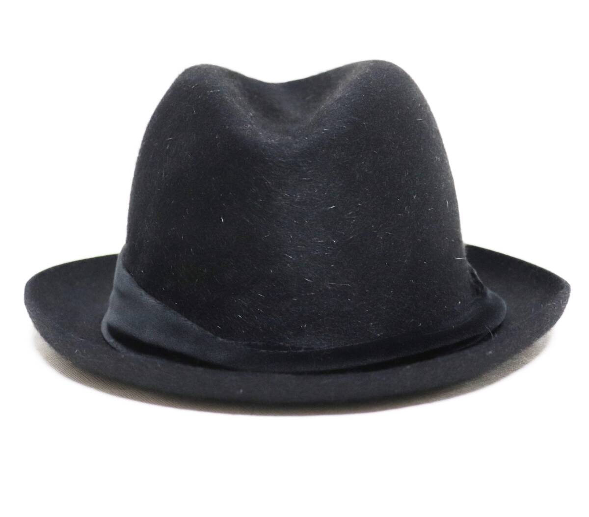 《Borsalino ボルサリーノ》新品 イタリア製 秋冬 ベロア調リボン 高級ラビットファーフェルトハット ウールハット 58(M) S0842_画像2