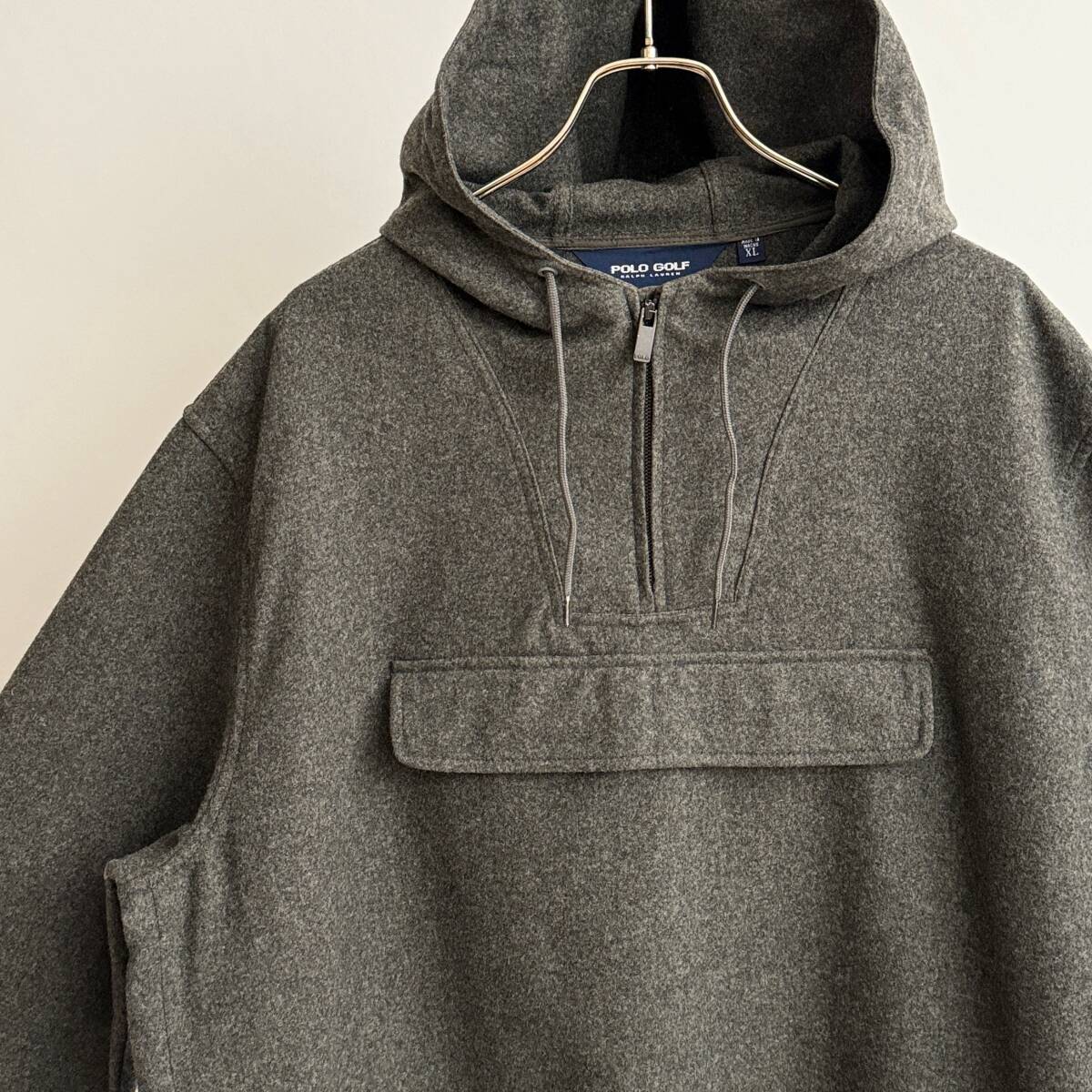 希少《 Mint Condition / Polo Golf / XL 》90s 極上品【 Ralph Lauren ポロゴルフ グレー フラノウール アノラック パーカ ビンテージ 】_画像1