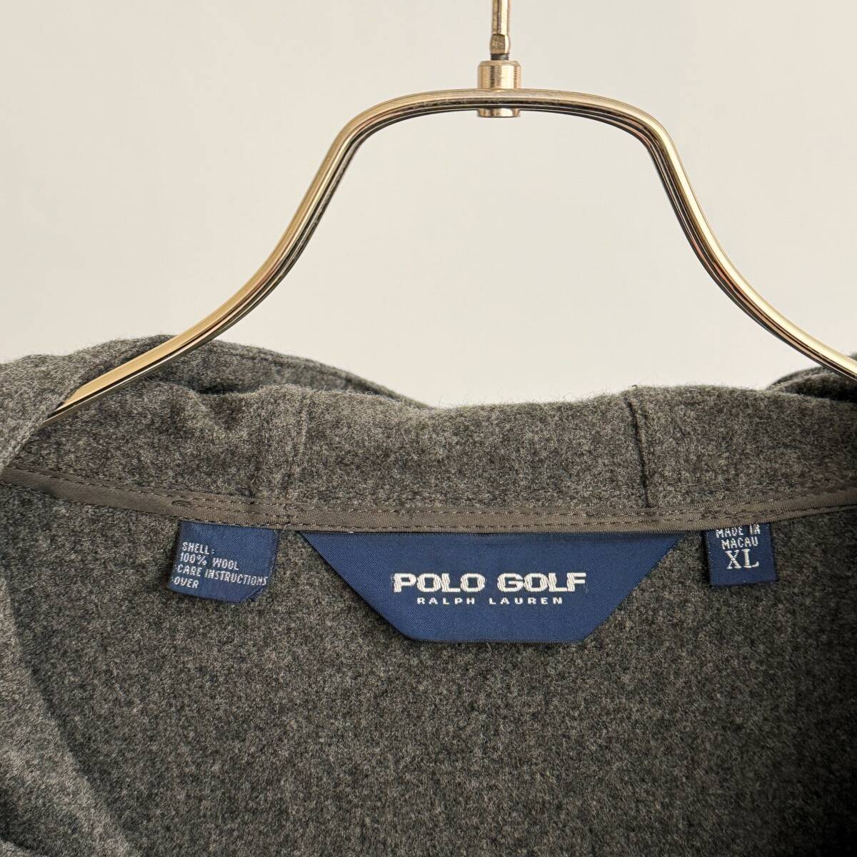 希少《 Mint Condition / Polo Golf / XL 》90s 極上品【 Ralph Lauren ポロゴルフ グレー フラノウール アノラック パーカ ビンテージ 】_画像3