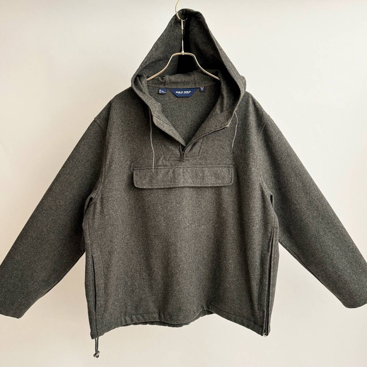 希少《 Mint Condition / Polo Golf / XL 》90s 極上品【 Ralph Lauren ポロゴルフ グレー フラノウール アノラック パーカ ビンテージ 】_画像10