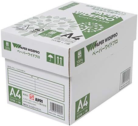 白色度87% A4 紙厚0.09mm ペーパーワイドプロ コピー用紙 2500枚500枚×5冊 自然色 エイピーピージャパン PE