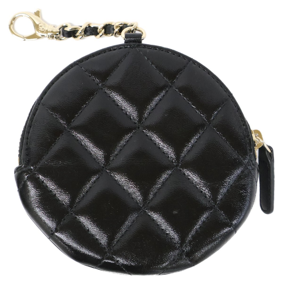 CHANEL Chanel beautiful goods AP2125 31 number pcs lambskin turtle rear / matelasse round Zip coin case black lady's 