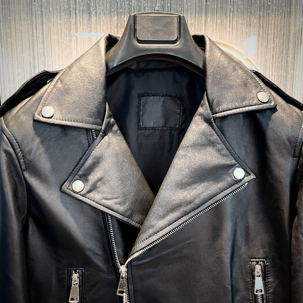  top class EU made & regular price 16 ten thousand *UABONI*Paris*yuaboni* leather jacket * France * highest grade sheep leather sheepskin thin Rider's motorcycle XL/50