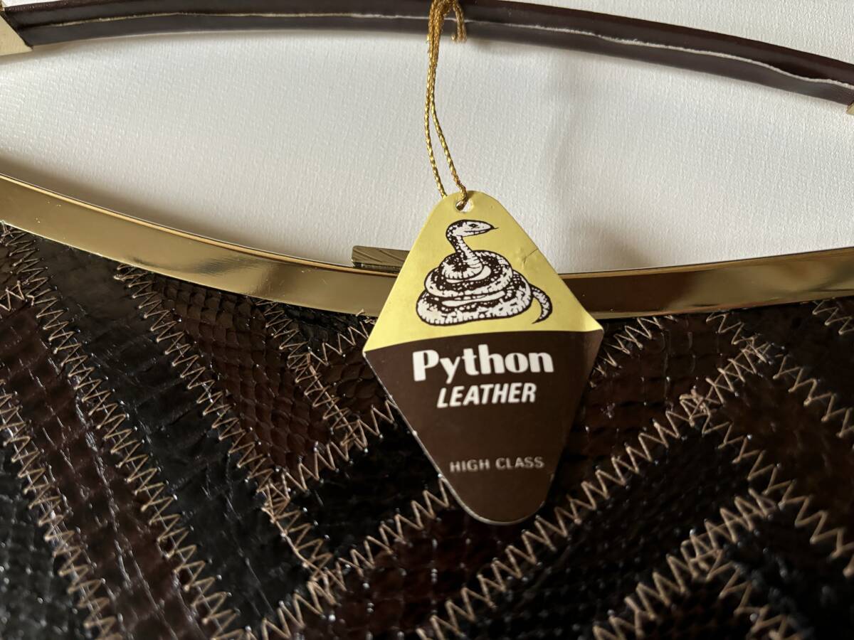 Python　LEATHER　ショルダーバッグ　ハンドバッグ　両用　レトロ　未使用　訳アリ　パイソン_画像2