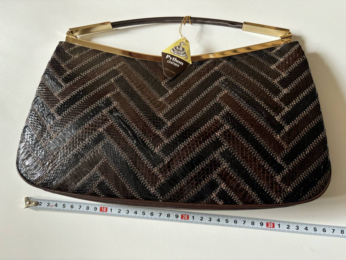 Python　LEATHER　ショルダーバッグ　ハンドバッグ　両用　レトロ　未使用　訳アリ　パイソン_画像6