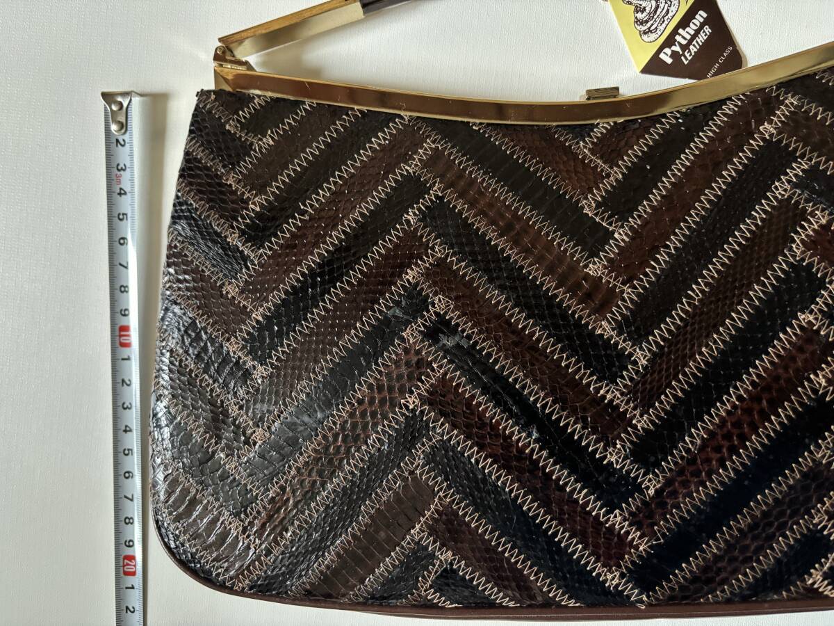 Python　LEATHER　ショルダーバッグ　ハンドバッグ　両用　レトロ　未使用　訳アリ　パイソン_画像7