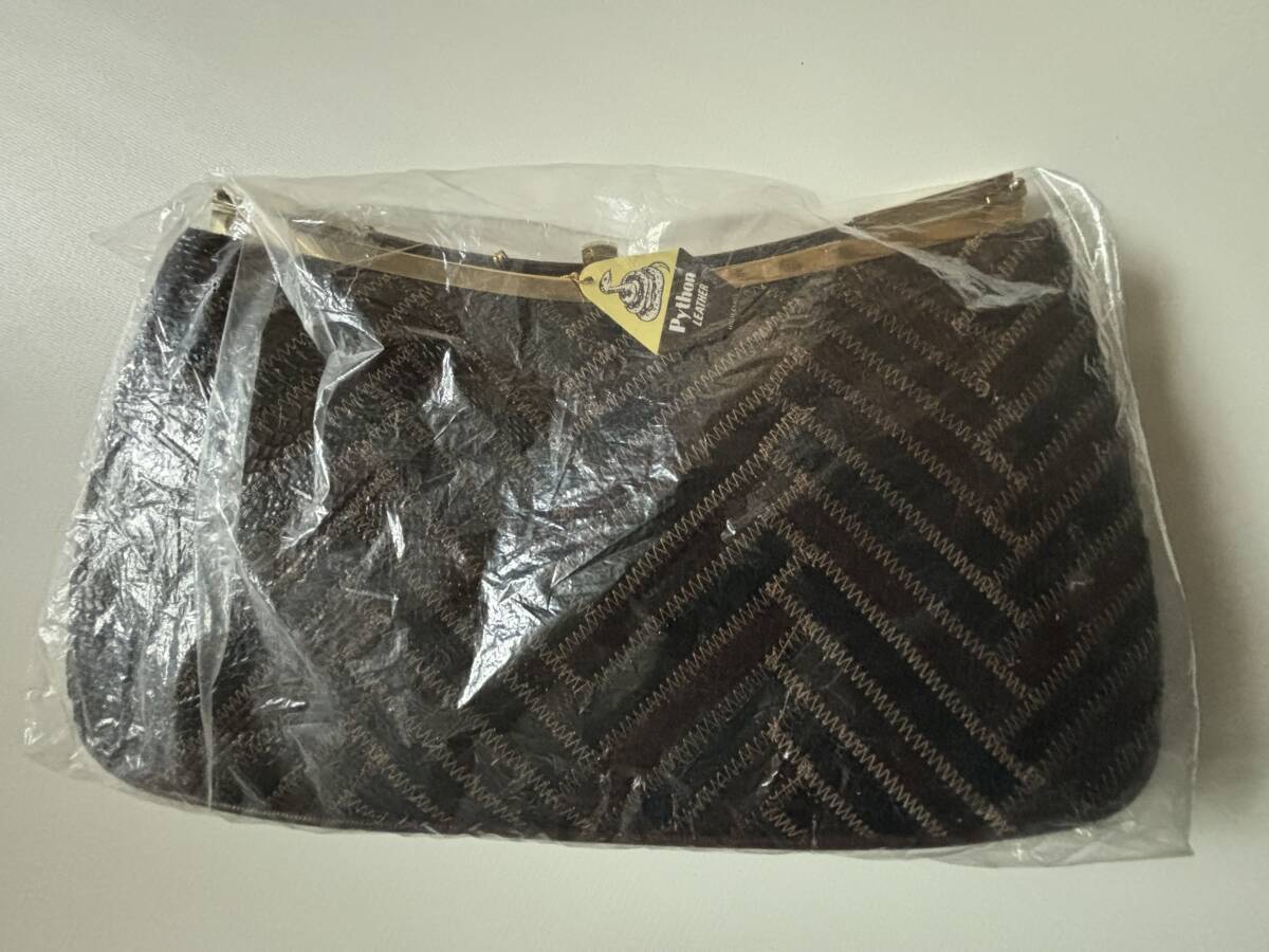 Python　LEATHER　ショルダーバッグ　ハンドバッグ　両用　レトロ　未使用　訳アリ　パイソン_画像8