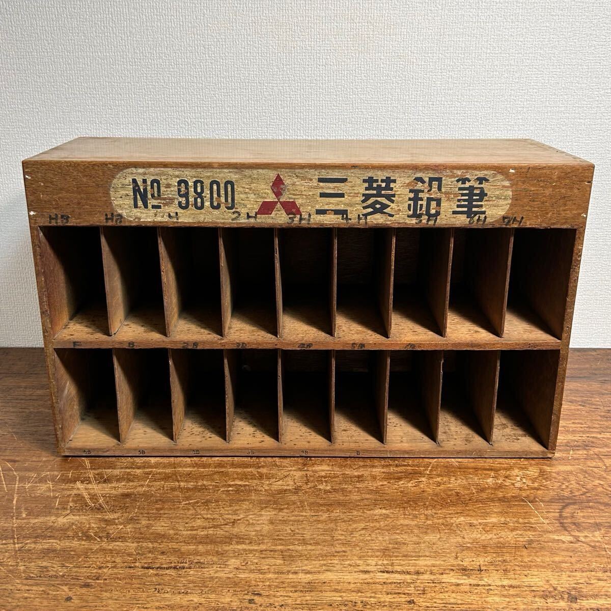 小動物用品まとめ売り 昭和レトロ 三菱鉛筆 陳列棚 コレクションケース 木製 木箱