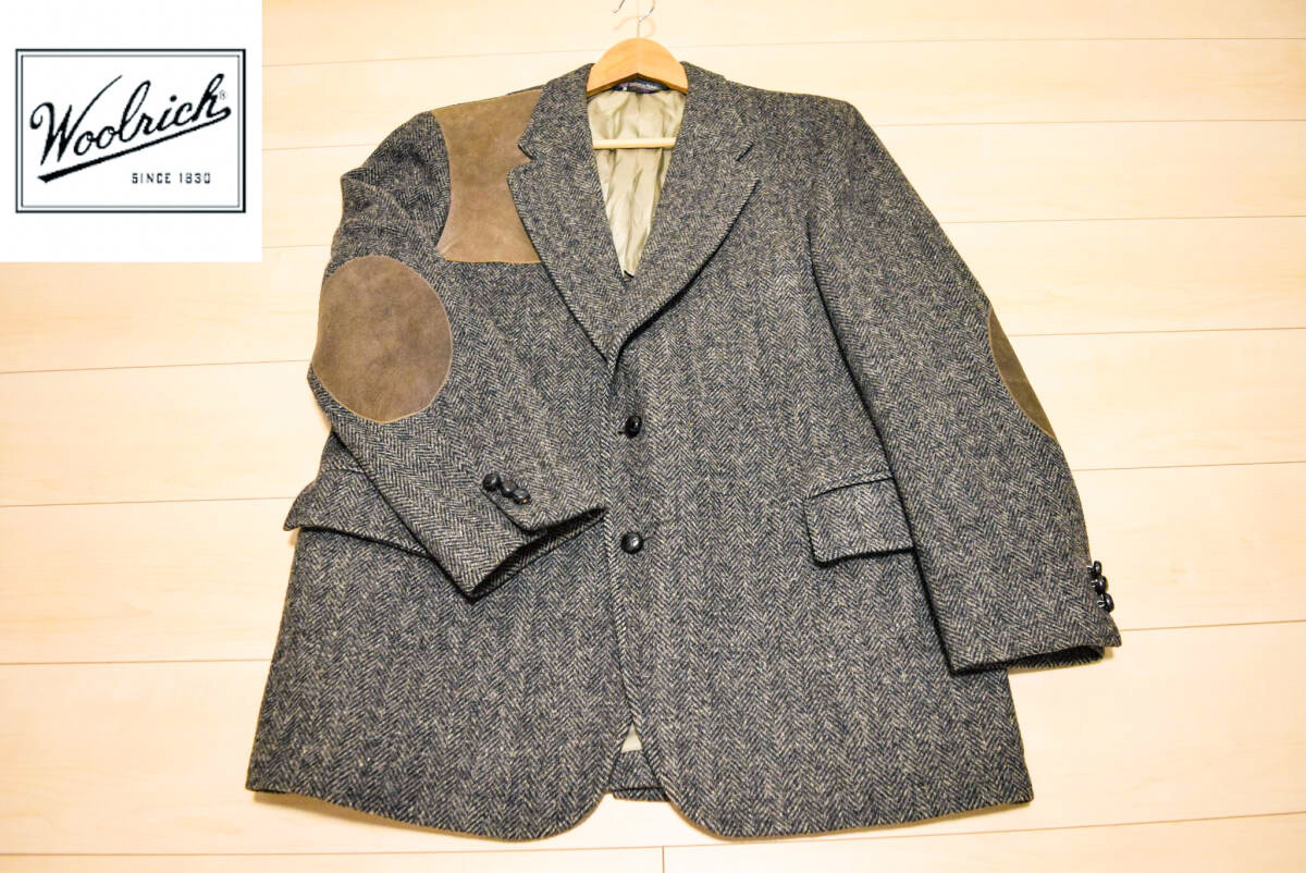 WOOLRICH ウールリッチ 2釦 ウール 胡桃釦 肩肘革 カントリー ツイード テーラード ブレザー ジャケット XL 冬 (J00111106) 