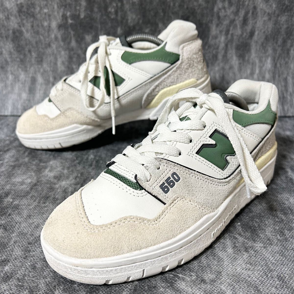 NEW BALANCE BBW550SG ニューバランス　 スニーカー　スエード　24.5cm ホワイト　グリーン　＊DG