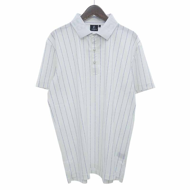 【特別価格】1PIU1UGUALE3 GOLF PANZETTA GIROLAMO STRIPE S/S POLO ポロ シャツ ホワイト サイズ メンズ6