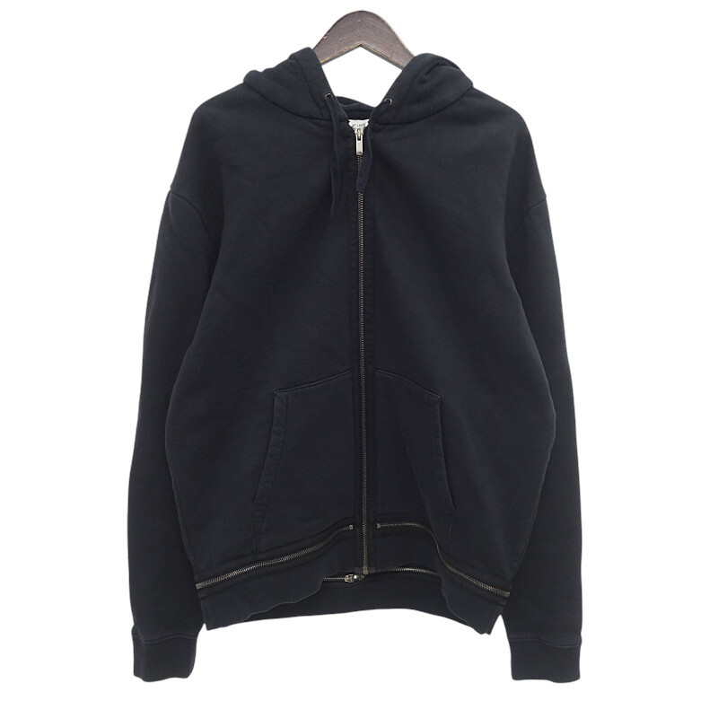 SAINT LAURENT PARIS 19SS 裾ジップ デザイン スウェット ジップアップ パーカー ブラック サイズ メンズS