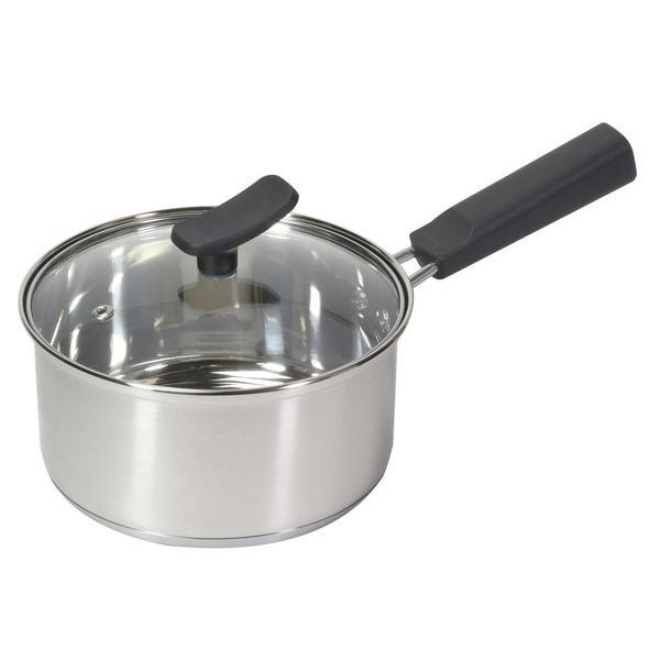 チーノ ステンレス製3層底ガラス蓋付片手鍋16cm /m