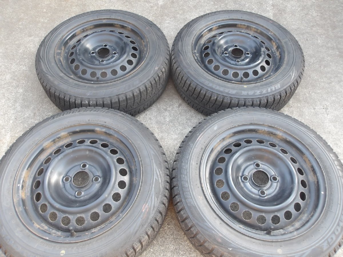 M477-ソ2 送料無料 185/60R15 冬4本セット スタッドレス 84Q 185/60-15 185-60-15 ブリヂストン ブリザック REVO GZ 15インチ鉄ホイール