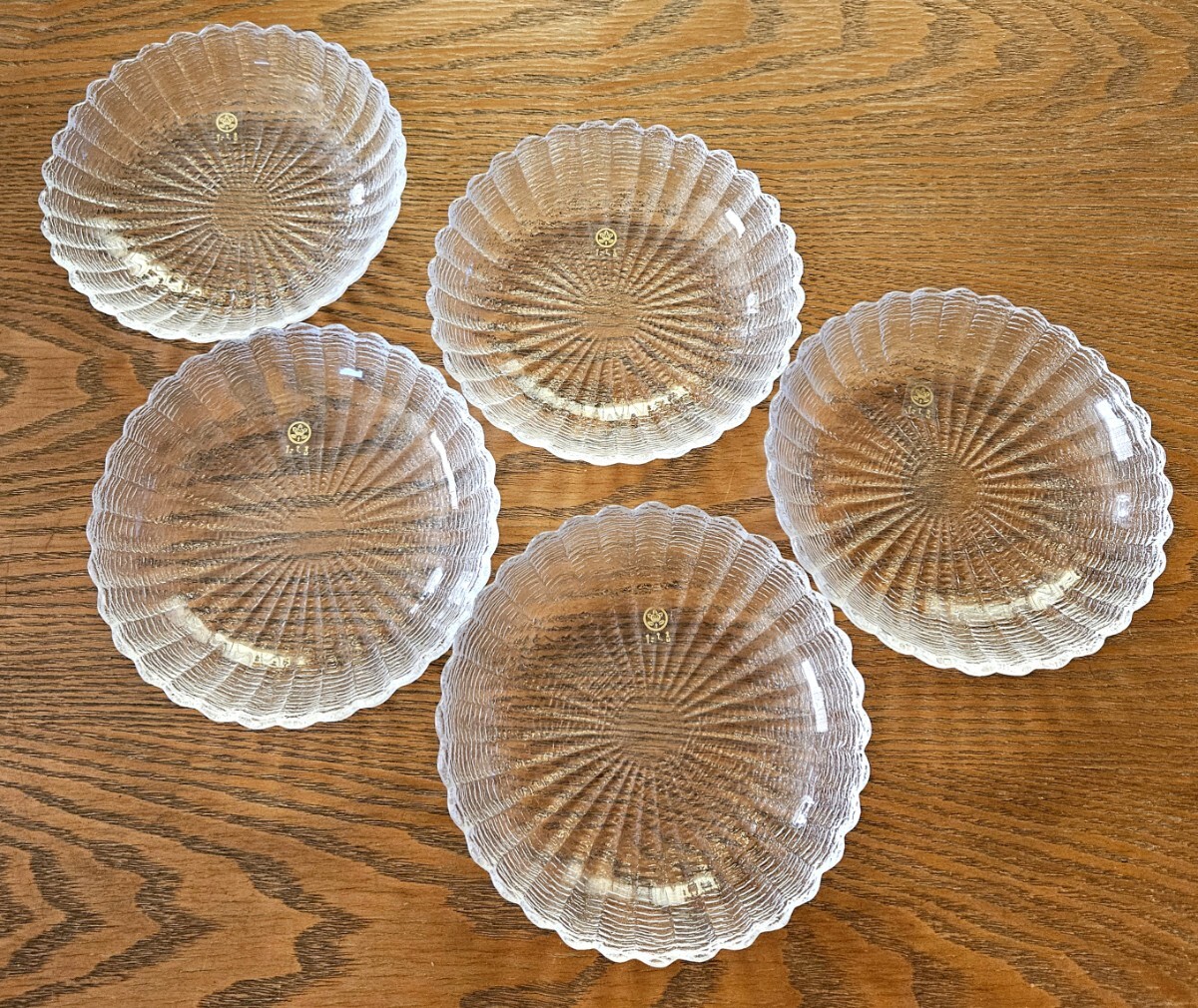 たち吉 ガラス 菊割皿 輪花皿 銘々皿 中皿 プレート 5枚セット 新品 ガラス皿_画像3