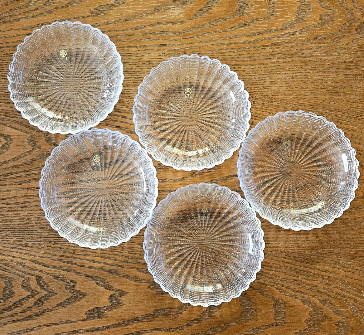 たち吉 ガラス 菊割皿 輪花皿 銘々皿 中皿 プレート 5枚セット 新品 ガラス皿_画像2