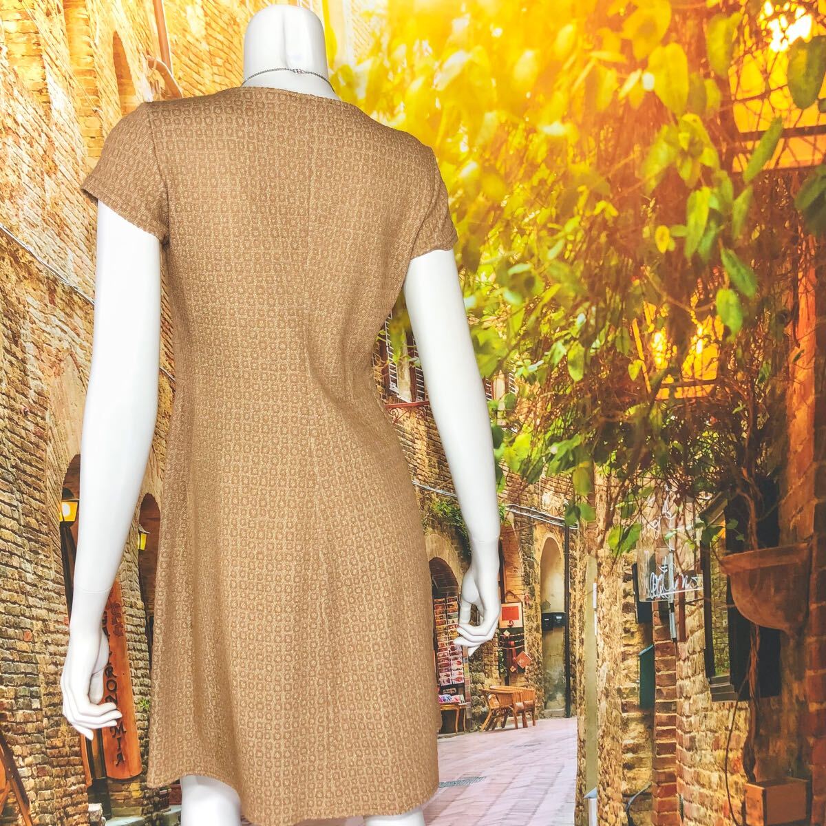 EGERIE PARIS エジェリ カーキゴールドワンピース T1 S_画像3