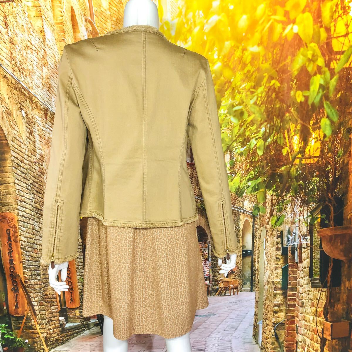 EGERIE PARIS エジェリ カーキゴールドワンピース T1 S_画像7