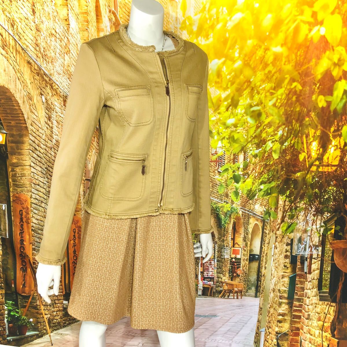 EGERIE PARIS エジェリ カーキゴールドワンピース T1 S_画像8