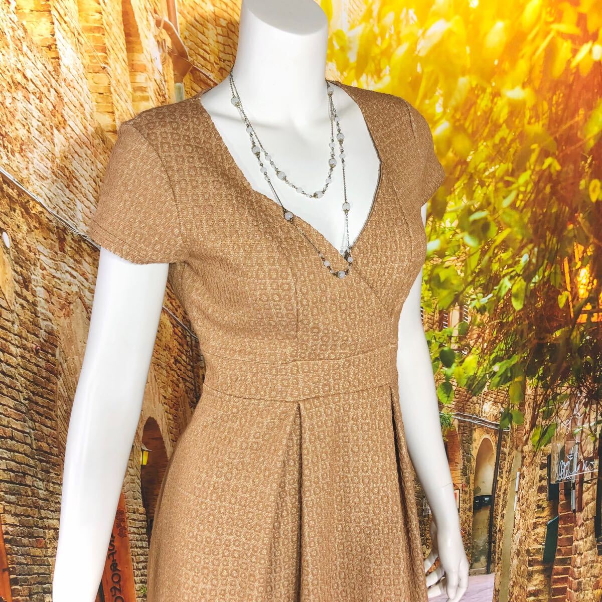 EGERIE PARIS エジェリ カーキゴールドワンピース T1 S_画像10