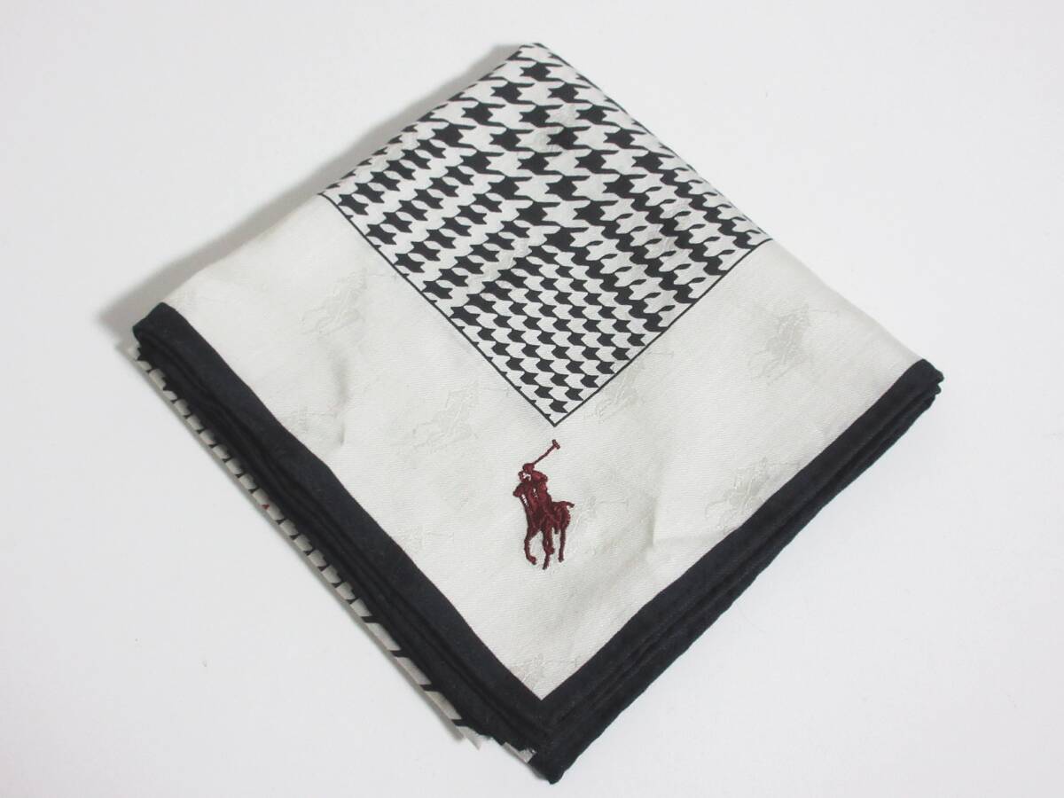 POLO PALPH LAUREN ポロラルフローレン ポニー 千鳥格子 ポケットチーフ ハンカチ コットン 綿 yg6560_画像1