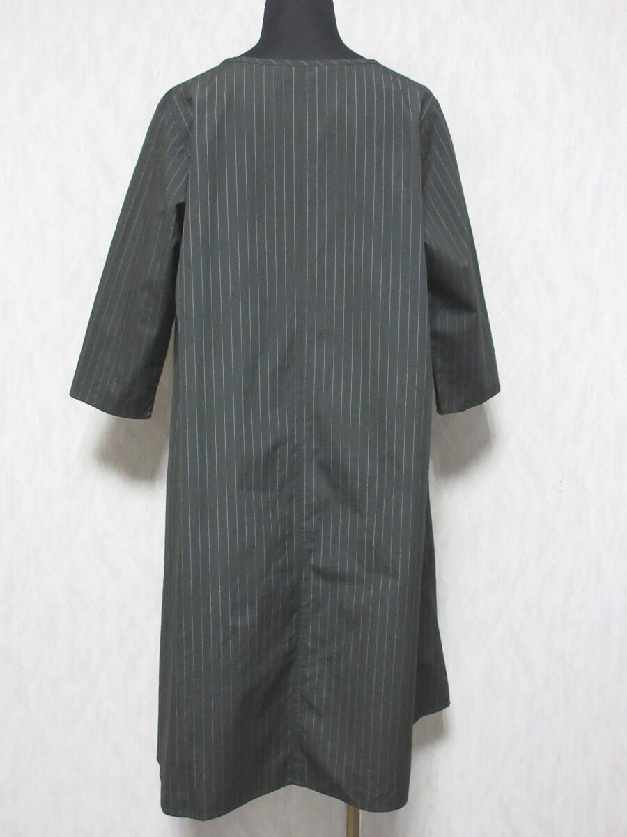 mizuiro ind ミズイロインド ストライプ 七分袖 ワンピース グレー 春夏 irmri yg6594_画像3